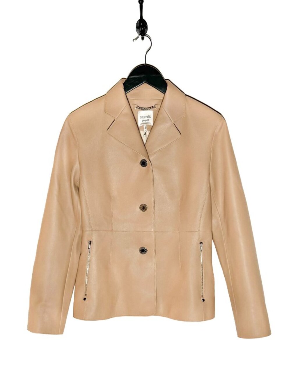 Hermès 2024 Beige Camel Goatskin Leather Equestrian Jacket